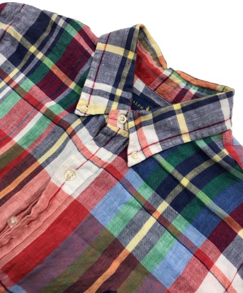 RALPH LAUREN（ラルフローレン）RALPH LAUREN (ラルフローレン) ネップリネンチェックシャツ レッド×ブルー サイズ:Lの古着・服飾アイテム
