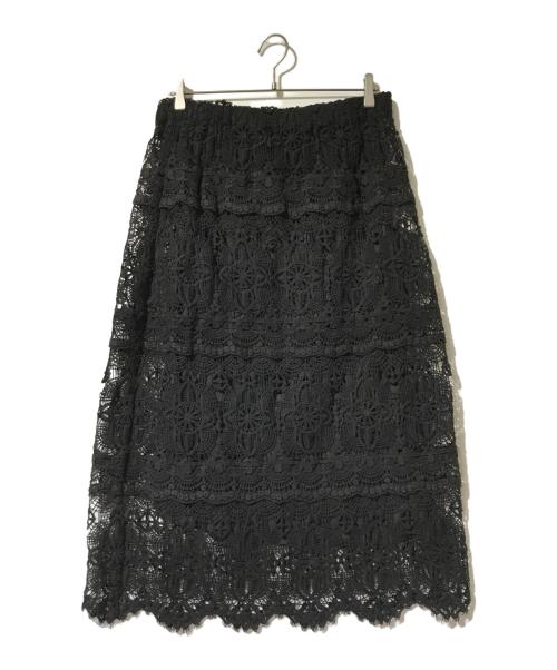 journal standard luxe（ジャーナルスタンダード ラックス）journal standard luxe (ジャーナルスタンダード ラックス) レースMIXスカート ブラック サイズ:Fの古着・服飾アイテム