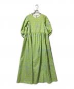 green label relaxing×CLOUDYグリーンレーベルリラクシング×クラウディー）の古着「ボリューム スリーブ ワンピース」｜グリーン