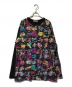 Yohji Yamamoto pour hommeヨウジヤマモト プールオム）の古着「花図鑑切替カットソー」｜ブラック