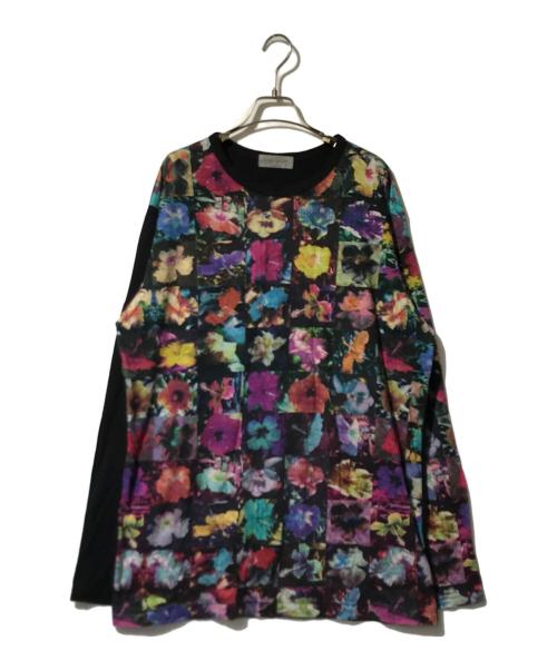 Yohji Yamamoto pour homme（ヨウジヤマモト プールオム）Yohji Yamamoto pour homme (ヨウジヤマモト プールオム) 花図鑑切替カットソー ブラック サイズ:3の古着・服飾アイテム