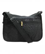 LeSportsacレスポートサック）の古着「フラワーキルティングショルダーバッグ」｜ブラック