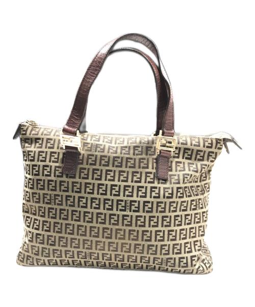 FENDI（フェンディ）FENDI (フェンディ) ズッキーノートートバッグ ベージュ×ブラウンの古着・服飾アイテム