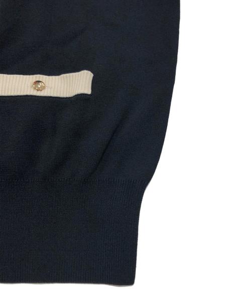 allureville（アルアバイル）allureville (アルアバイル) 配色ポケットクルーカーディガン ベージュ×ブラック サイズ:2の古着・服飾アイテム