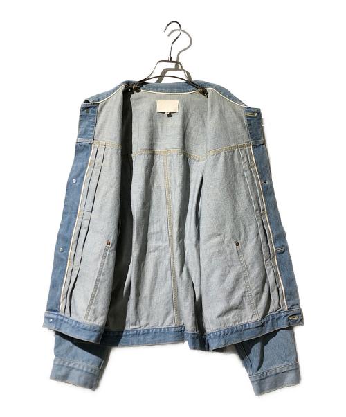 yokosakamoto（ヨウコサカモト）yokosakamoto (ヨウコサカモト) PLEATS BLOUSE/デニムブルゾン インディゴ サイズ:Lの古着・服飾アイテム