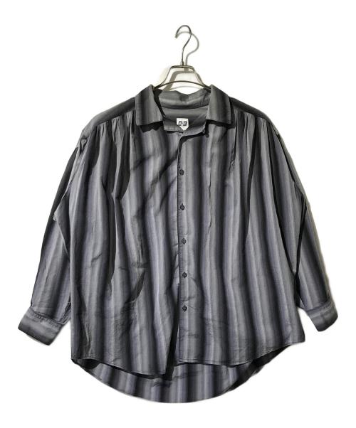 AiE（エーアイイー）AiE (エーアイイー) ストライプペインターシャツ ブラック×パープル サイズ:Lの古着・服飾アイテム