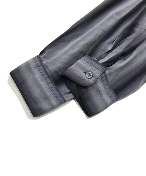 AiE（エーアイイー）AiE (エーアイイー) ストライプペインターシャツ ブラック×パープル サイズ:Lの古着・服飾アイテム