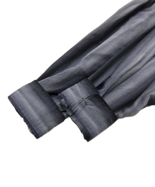 AiE（エーアイイー）AiE (エーアイイー) ストライプペインターシャツ ブラック×パープル サイズ:Lの古着・服飾アイテム