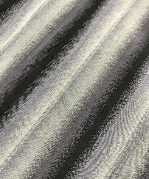 AiE（エーアイイー）AiE (エーアイイー) ストライプペインターシャツ ブラック×パープル サイズ:Lの古着・服飾アイテム