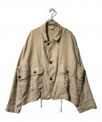 UNUSEDアンユーズド）の古着「リネンショートハンティングジャケット」｜ベージュ