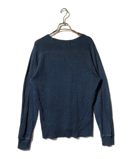 RRL（ダブルアールエル）RRL (ダブルアールエル) インディゴジャガードニットクルーネックT ネイビー サイズ:Mの古着・服飾アイテム