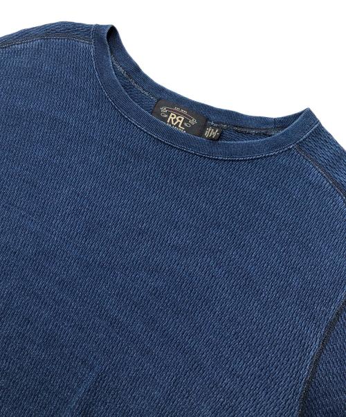 RRL（ダブルアールエル）RRL (ダブルアールエル) インディゴジャガードニットクルーネックT ネイビー サイズ:Mの古着・服飾アイテム