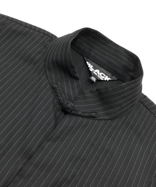 BLACK COMME des GARCONS（ブラックコムデギャルソン）BLACK COMME des GARCONS (ブラックコムデギャルソン) ウールポリエステルチャイナロングシャツ ブラック サイズ:XXLの古着・服飾アイテム