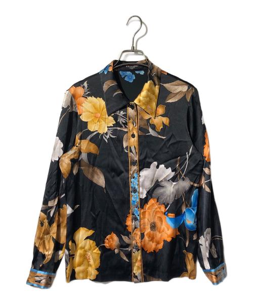 LEONARD（レオナール）LEONARD (レオナール) シルクフローラルシャツ ブラック サイズ:13の古着・服飾アイテム