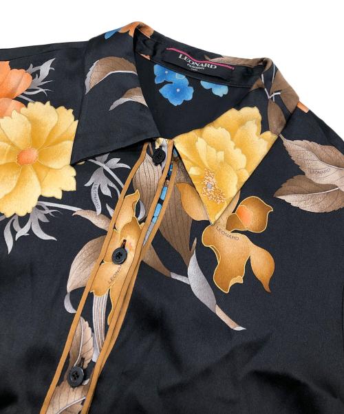 LEONARD（レオナール）LEONARD (レオナール) シルクフローラルシャツ ブラック サイズ:13の古着・服飾アイテム