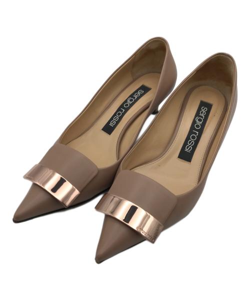 sergio rossi（セルジオロッシ）sergio rossi (セルジオロッシ) ポインテッドトゥプレートパンプス ピンク サイズ:36　1/2の古着・服飾アイテム