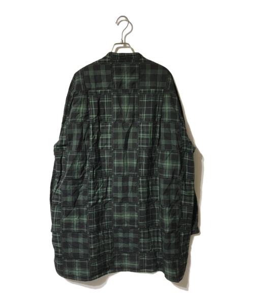 WHITE MOUNTAINEERING（ホワイトマウンテ二アニング）WHITE MOUNTAINEERING (ホワイトマウンテ二アニング) CHECK JACQUARD STAND COLLAR LONG SHIRT グリーン サイズ:3の古着・服飾アイテム