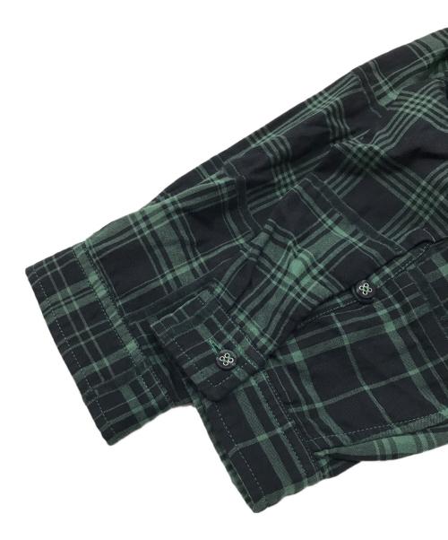WHITE MOUNTAINEERING（ホワイトマウンテ二アニング）WHITE MOUNTAINEERING (ホワイトマウンテ二アニング) CHECK JACQUARD STAND COLLAR LONG SHIRT グリーン サイズ:3の古着・服飾アイテム