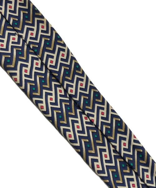 HERMES（エルメス）HERMES (エルメス) シルクネクタイ ネイビー×ベージュ サイズ:Ｆの古着・服飾アイテム