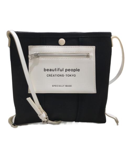 beautiful people（ビューティフルピープル）beautiful people (ビューティフルピープル) ライニングロゴポケットミニショルダーバッグ ブラックの古着・服飾アイテム