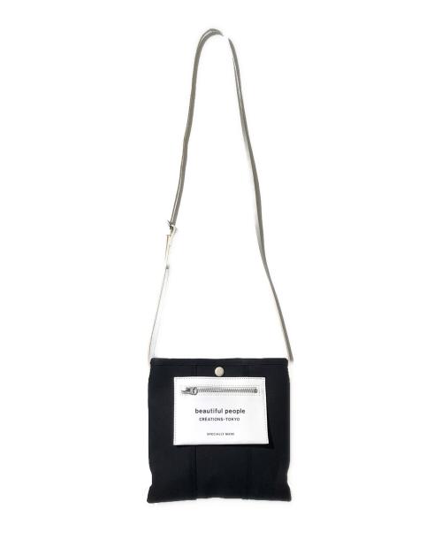 beautiful people（ビューティフルピープル）beautiful people (ビューティフルピープル) ライニングロゴポケットミニショルダーバッグ ブラックの古着・服飾アイテム