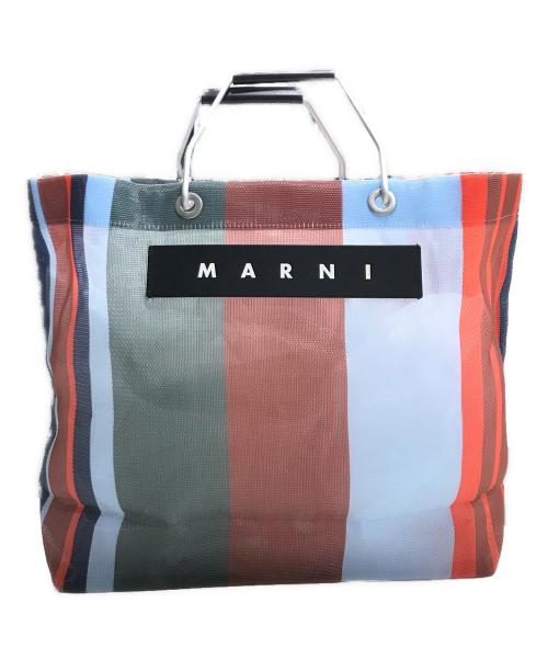 MARNI（マルニ）MARNI (マルニ) フラワーカフェメッシュトートバッグ ブルー×レッドの古着・服飾アイテム