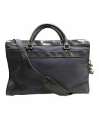 ETTINGERエッティンガー）の古着「キャンバスレザービジネスバッグ」｜ネイビー