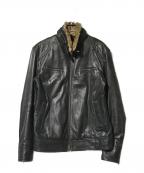 BURBERRY BLACK LABELバーバリーブラックレーベル）の古着「ファー付ラムレザーシングルジャケット」｜ブラック