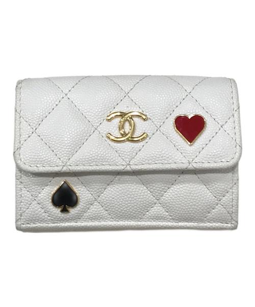 CHANEL（シャネル）CHANEL (シャネル) キャビア-コンパクトウォレット ホワイトの古着・服飾アイテム