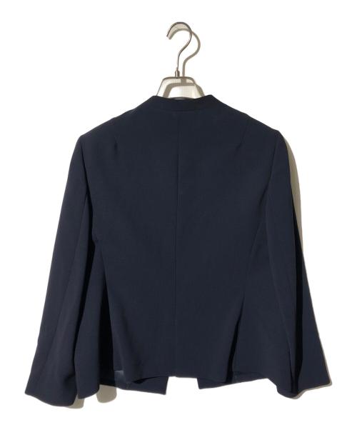 23区（ニジュウサンク）23区 (ニジュウサンク) ノーカラージャケット ネイビー サイズ:44の古着・服飾アイテム