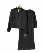 Aquascutumアクアスキュータム）の古着「ステッチがポイントのノーカラーアンサンブル」｜ブラック