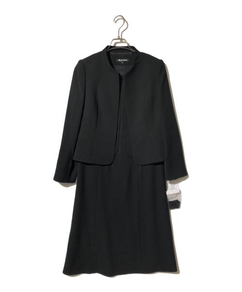 Aquascutum（アクアスキュータム）Aquascutum (アクアスキュータム) ステッチがポイントのノーカラーアンサンブル ブラック サイズ:9の古着・服飾アイテム