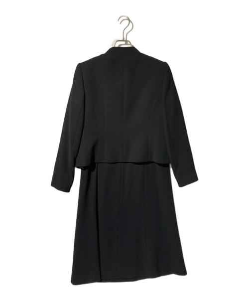 Aquascutum（アクアスキュータム）Aquascutum (アクアスキュータム) ステッチがポイントのノーカラーアンサンブル ブラック サイズ:9の古着・服飾アイテム