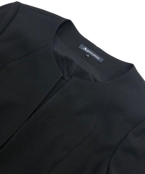 Aquascutum（アクアスキュータム）Aquascutum (アクアスキュータム) ステッチがポイントのノーカラーアンサンブル ブラック サイズ:9の古着・服飾アイテム