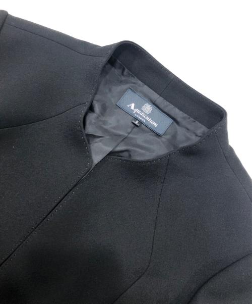 Aquascutum（アクアスキュータム）Aquascutum (アクアスキュータム) ステッチがポイントのノーカラーアンサンブル ブラック サイズ:9の古着・服飾アイテム