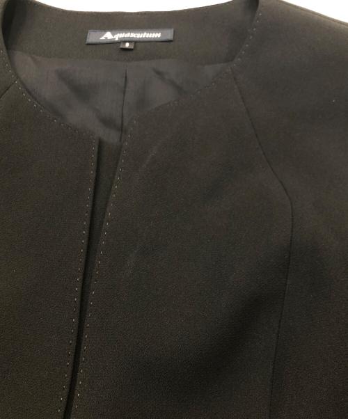 Aquascutum（アクアスキュータム）Aquascutum (アクアスキュータム) ステッチがポイントのノーカラーアンサンブル ブラック サイズ:9の古着・服飾アイテム