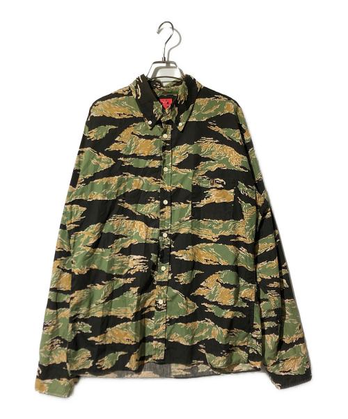 A BATHING APE（アベイシングエイプ）A BATHING APE (ア ベイシング エイプ) タイガーカモフラージュ柄シャツ オリーブ サイズ:Lの古着・服飾アイテム