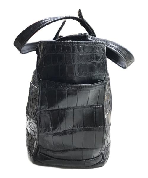 JRA（ジェーアールエー）JRA (ジェーアールエー) クロコ型押しハンドバッグ ブラックの古着・服飾アイテム