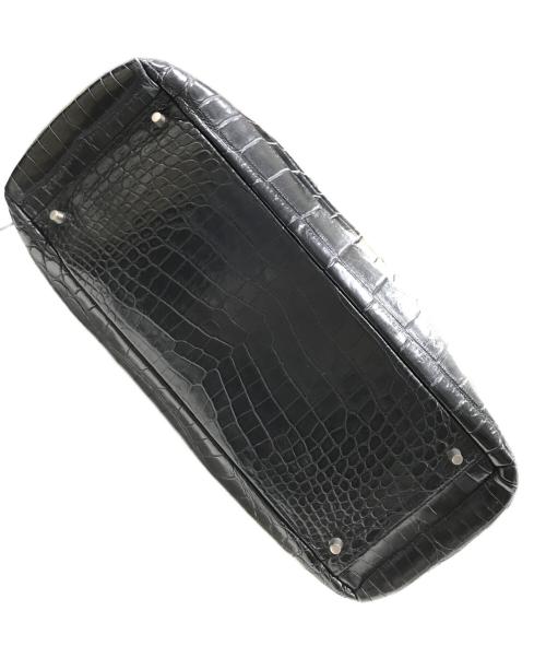 JRA（ジェーアールエー）JRA (ジェーアールエー) クロコ型押しハンドバッグ ブラックの古着・服飾アイテム