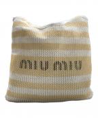 MIU MIUミュウミュウ）の古着「ファブリック＆リネントートバッグ」｜ホワイト×ベージュ