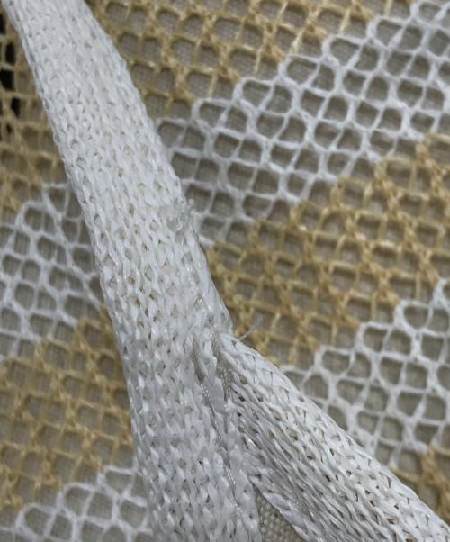 MIU MIU（ミュウミュウ）MIU MIU (ミュウミュウ) ファブリック＆リネントートバッグ ホワイト×ベージュの古着・服飾アイテム