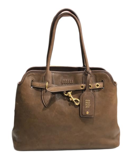 MIU MIU（ミュウミュウ）MIU MIU (ミュウミュウ) アバンチュールレザートートバッグ ブラウンの古着・服飾アイテム
