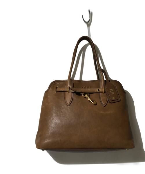 MIU MIU（ミュウミュウ）MIU MIU (ミュウミュウ) アバンチュールレザートートバッグ ブラウンの古着・服飾アイテム