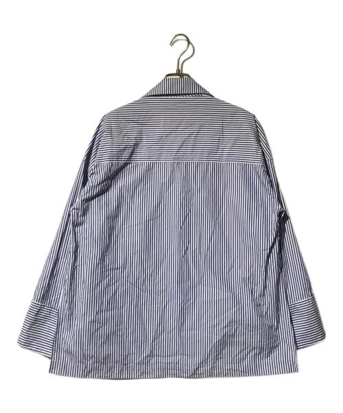 MACPHEE（マカフィー）MACPHEE (マカフィー) ゆったりシャツジャケット ホワイト×ブルー サイズ:36の古着・服飾アイテム