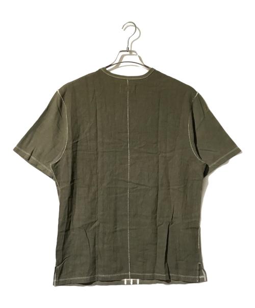 yokosakamoto（ヨウコサカモト）yokosakamoto (ヨウコサカモト) ステッチビッグtシャツ カーキ サイズ:Lの古着・服飾アイテム