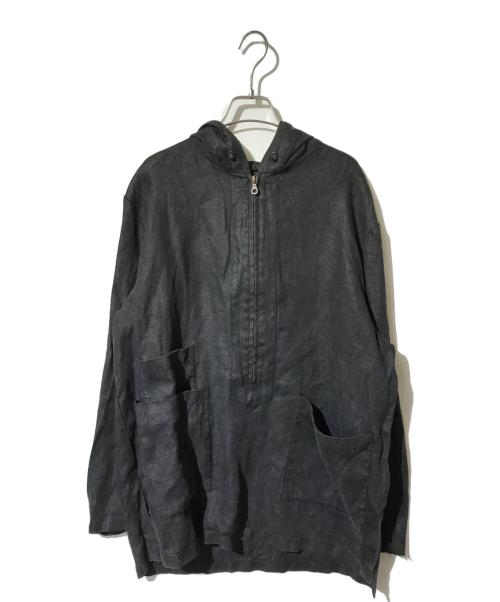 EMPORIO ARMANI（エンポリオ アルマーニ）EMPORIO ARMANI (エンポリオアルマーニ) リネンプルオーバーパーカー ブラック サイズ:表記無しの古着・服飾アイテム
