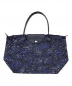 LONGCHAMPロンシャン）の古着「Le Pliage Fleur Large Shoulder Tote（リ　プリアージュ　フルール　ラージ　ショルダー　トート）」｜ブルー
