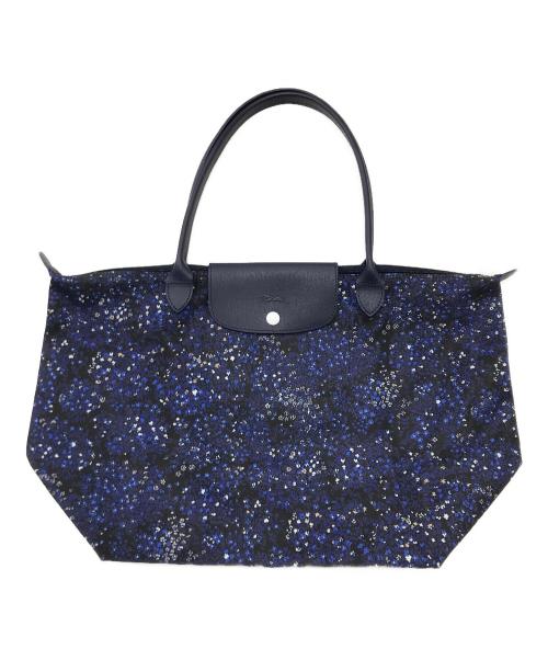 LONGCHAMP（ロンシャン）LONGCHAMP (ロンシャン) Le Pliage Fleur Large Shoulder Tote（リ　プリアージュ　フルール　ラージ　ショルダー　トート） ブルーの古着・服飾アイテム