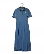 maison kitsuneメゾンキツネ）の古着「リブニットポロワンピース」｜ブルー