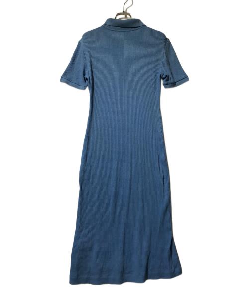 maison kitsune（メゾンキツネ）maison kitsune (メゾンキツネ) リブニットポロワンピース ブルー サイズ:Sの古着・服飾アイテム